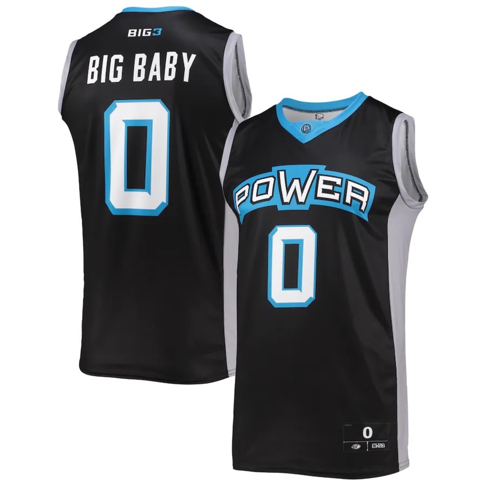 New BIG3 Glen Davis Big Baby #0 Power Black Jersey Men’s Medium